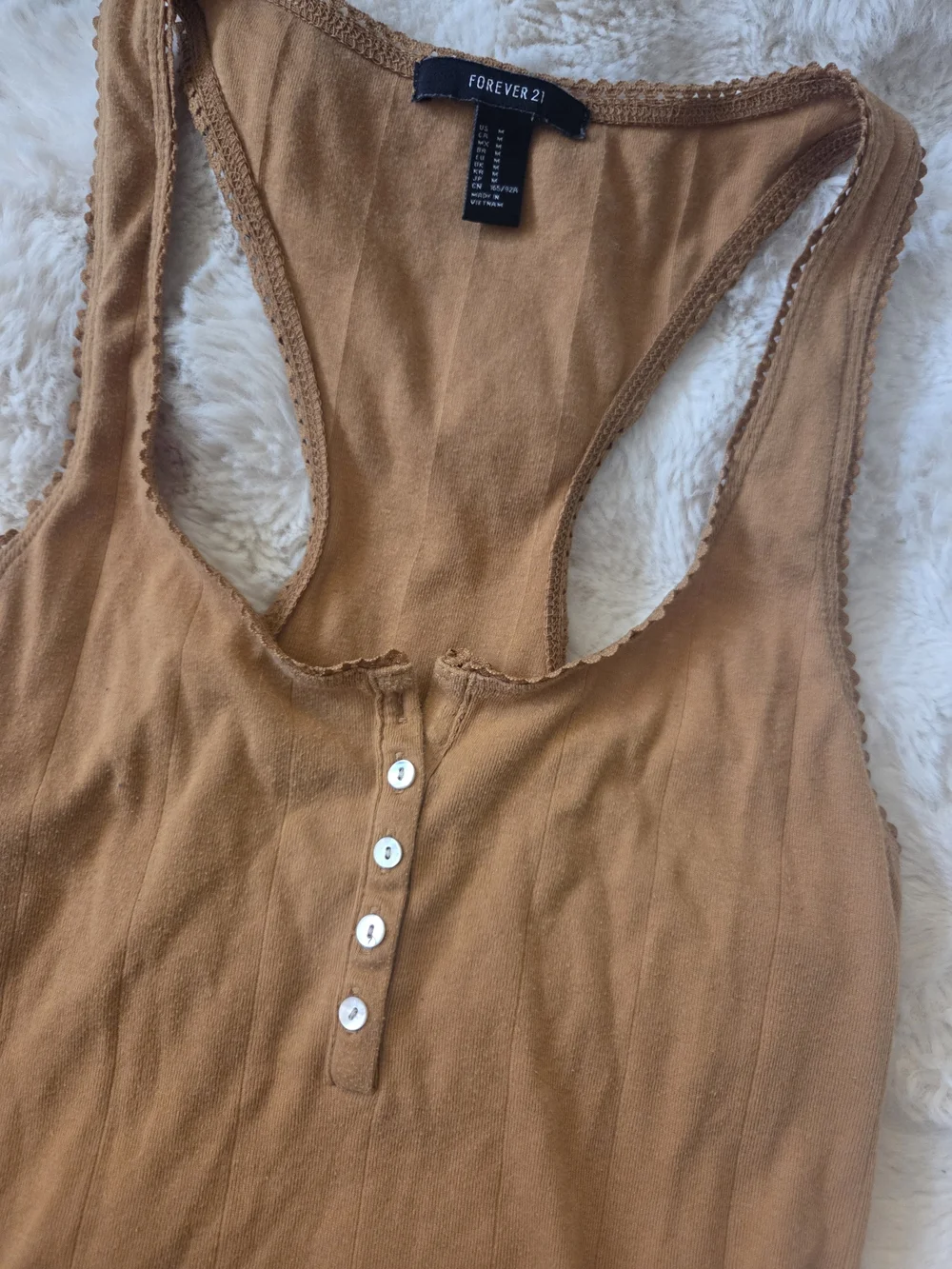 Forever 21 Tan Ribbed Racerback Tank Top - Picture 2 of 4